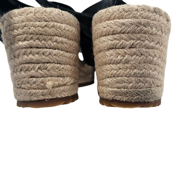 Eileen Fisher‎ Womens 7 Willow Espadrille Wedge Black Leather Sandals - Picture 8 of 10